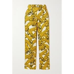 AZ Factory Printed Recycled Satin-twill Wide-leg Pants - 0 - Yellow